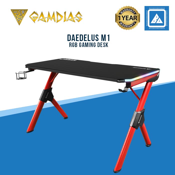 GAMDIAS DAEDELUS M1 RGB GAMING DESK BLACK RED GAMDIAS DAEDELUS M1 RGB GAMING DESK BLACK RED